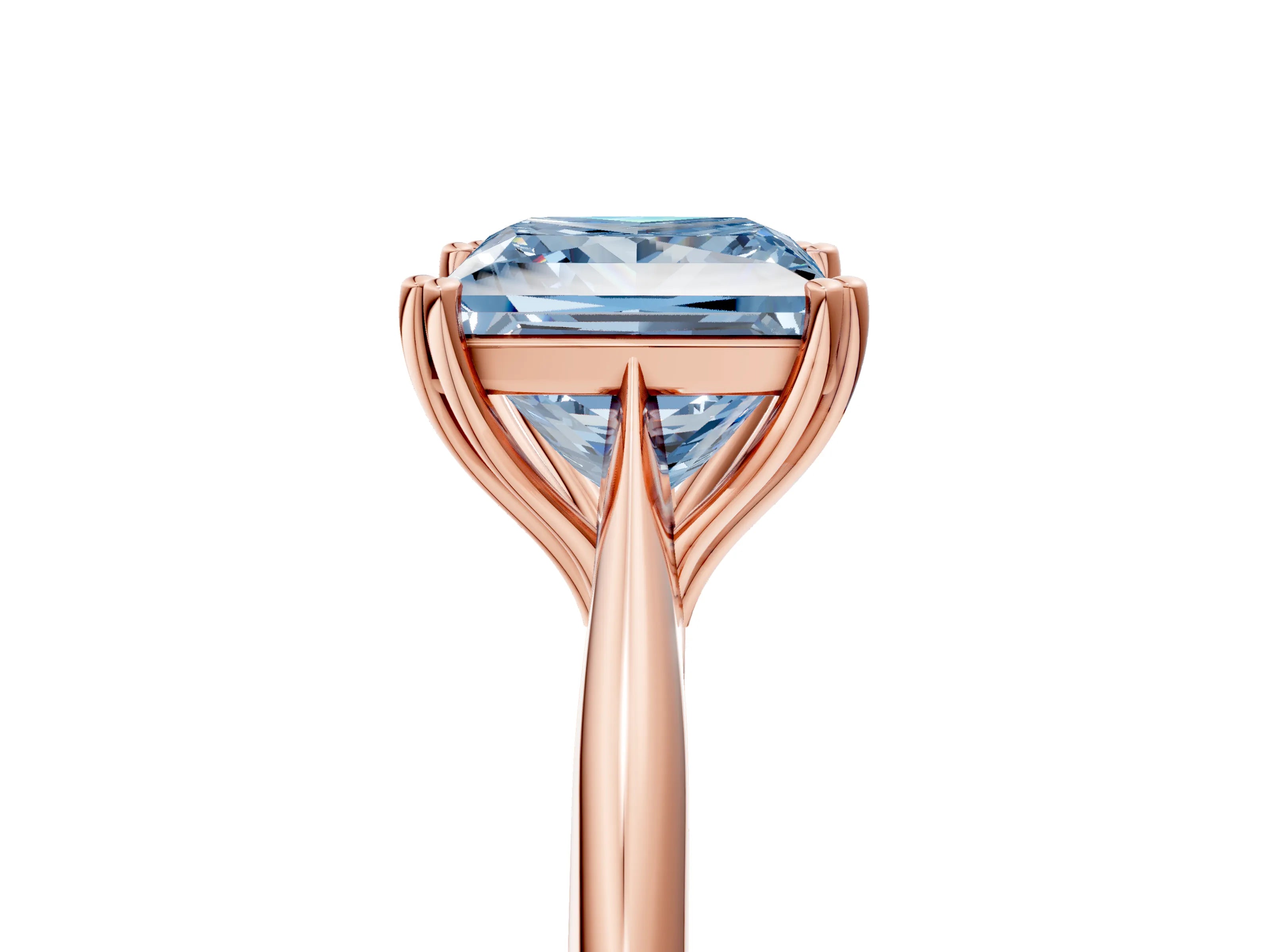 Rose gold Fancy Blue Princess Cut Solitaire Diamond Ring with Six-Prong Setting and Classic Band_5