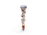 Rose gold Fancy Blue Princess  Cut Solitaire Diamond Twisted Band with Pave Setting_44