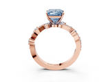 Rose gold Fancy Blue Princess  Cut Solitaire Diamond Twisted Band with Pave Setting_45