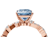 Rose gold Fancy Blue Princess  Cut Solitaire Diamond Twisted Band with Pave Setting_46