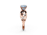 Rose gold Fancy Blue Princess  Cut Solitaire Diamond with Side Stones on Criss-Cross Band and Four-Prong Setting_5