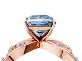 Rose gold Fancy Blue Princess  Cut Solitaire Diamond with Side Stones on Criss-Cross Band and Four-Prong Setting_7