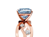 Rose gold Fancy Blue Princess  Cut Solitaire Diamond with Side Stones on Criss-Cross Band and Four-Prong Setting_8