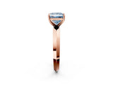 Rose gold Fancy Blue Princess  Cut Solitaire Engagement Ring with Flat Band and Four-Prong Setting 2