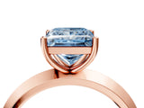 Rose gold Fancy Blue Princess  Cut Solitaire Engagement Ring with Flat Band and Four-Prong Setting 4