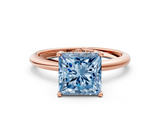 Rose gold Fancy Blue Princess  Cut Solitaire Engagement Ring with Four-Prong Setting and Classic Band_20