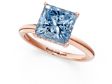 Rose gold Fancy Blue Princess  Cut Solitaire Engagement Ring with Four-Prong Setting and Classic Band_21