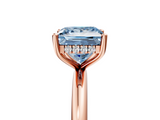 Rose gold Fancy Blue Princess  Cut Solitaire Engagement Ring with Four-Prong Setting and Classic Band_25