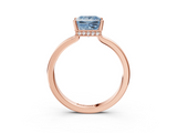 Rose gold Fancy Blue Princess  Cut Solitaire Engagement Ring with Four-Prong Setting on a Classic Band_22