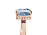 Rose gold Fancy Blue Princess  Cut Solitaire Engagement Ring with Four-Prong Setting on a Classic Band_24