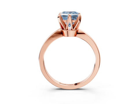 Rose gold Fancy Blue Princess Cut Solitaire Engagement Ring with Six-Prong Setting and Tapered Band_3