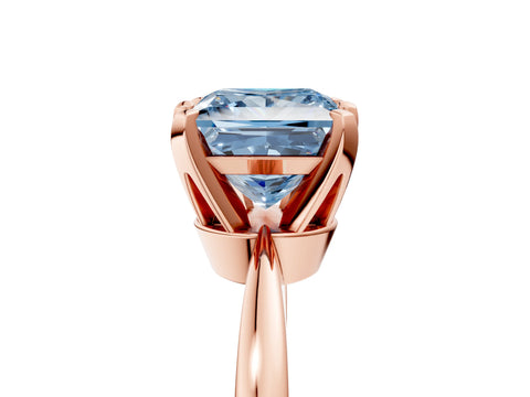 Rose gold Fancy Blue Princess Cut Solitaire Engagement Ring with Six-Prong Setting and Tapered Band_5