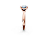 Rose gold Fancy Blue Princess  Cut Solitaire Engagement Ring with Tapered Band and Four-Prong Setting 3