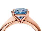 Rose gold Fancy Blue Princess  Cut Solitaire Engagement Ring with Tapered Band and Four-Prong Setting 5