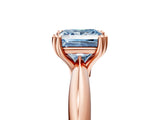 Rose gold Fancy Blue Princess  Cut Solitaire Engagement Ring with Tapered Band and Four-Prong Setting