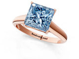 Rose gold Fancy Blue Princess Cut Solitaire Engagement Ring with Tapered Band and Four-Prong Setting_4