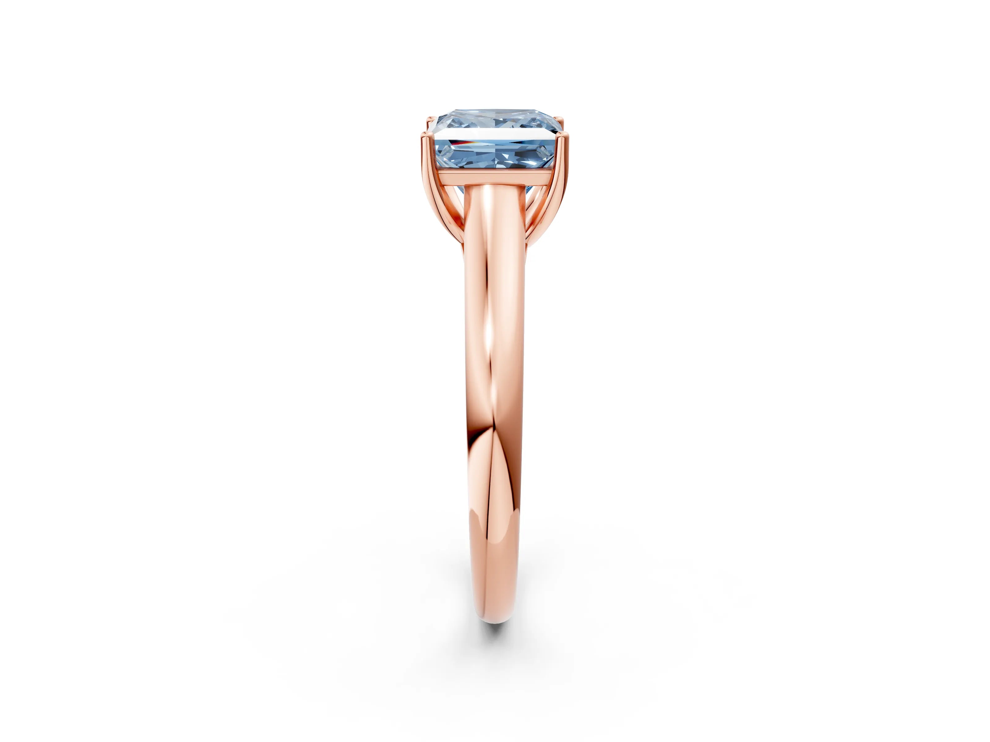 Rose gold Fancy Blue Princess Cut Solitaire Engagement Ring with Tapered Band and Four-Prong Setting_5