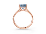 Rose gold Fancy Blue Princess Cut Solitaire Engagement Ring with Tapered Band and Four-Prong Setting_6