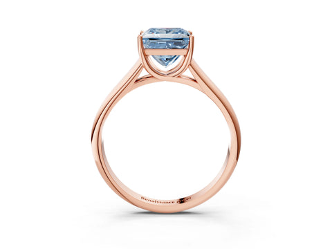 Rose gold Fancy Blue Princess Cut Solitaire Engagement Ring with Tapered Band and Four-Prong Setting_6