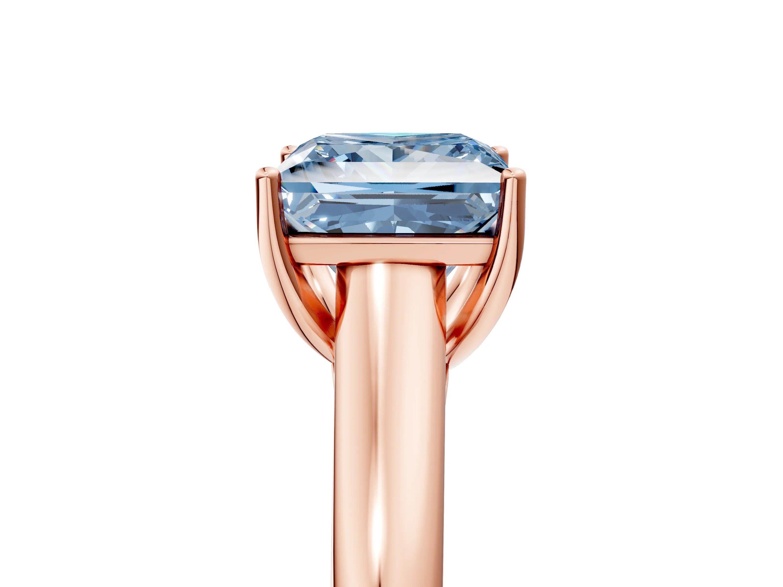 Rose gold Fancy Blue Princess Cut Solitaire Engagement Ring with Tapered Band and Four-Prong Setting_8