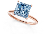 Rose gold Fancy Blue Princess  Cut Solitaire Engagement Ring with Thin Band and Four-Prong Setting_4