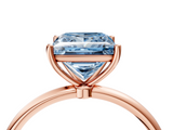 Rose gold Fancy Blue Princess  Cut Solitaire Engagement Ring with Thin Band and Four-Prong Setting_7