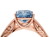 Rose gold Fancy Blue Princess  Cut Solitaire Engraved Band with Four-Prong Setting_66