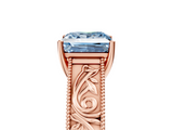 Rose gold Fancy Blue Princess  Cut Solitaire Engraved Band with Four-Prong Setting_67