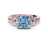 Rose gold Fancy Blue Princess  Cut Solitaire Floral Diamond Ring with Four-Prong Setting_37