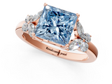 Rose gold Fancy Blue Princess  Cut Solitaire Floral Diamond Ring with Four-Prong Setting_38
