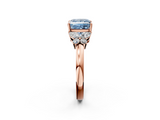 Rose gold Fancy Blue Princess  Cut Solitaire Floral Diamond Ring with Four-Prong Setting_39