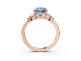 Rose gold Fancy Blue Princess  Cut Solitaire Floral Diamond Ring with Four-Prong Setting_40
