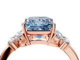 Rose gold Fancy Blue Princess  Cut Solitaire Floral Diamond Ring with Four-Prong Setting_41