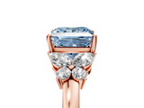 Rose gold Fancy Blue Princess  Cut Solitaire Floral Diamond Ring with Four-Prong Setting_42