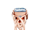 Rose gold Fancy Blue Princess Cut Solitaire Intertwined Band Prong Setting Ring_5
