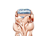 Rose gold Fancy Blue Princess Cut Solitaire Leaf-Inspired Engagement Ring with Prong Setting_17