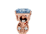 Rose gold Fancy Blue Princess Cut Solitaire Milgrain Leaf Band with Prong Setting_5