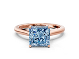 Rose gold Fancy Blue Princess  Cut Solitaire Ring with Cathedral Band and Four-Prong Setting_57