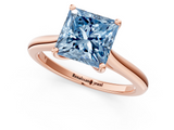 Rose gold Fancy Blue Princess  Cut Solitaire Ring with Cathedral Band and Four-Prong Setting_58