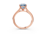 Rose gold Fancy Blue Princess  Cut Solitaire Ring with Cathedral Band and Four-Prong Setting_60