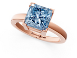 Rose gold Fancy Blue Princess  Cut Solitaire Ring with Four-Prong Setting and Classic Band_43
