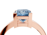 Rose gold Fancy Blue Princess  Cut Solitaire Ring with Four-Prong Setting and Classic Band_46