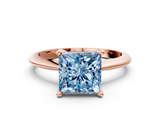 Rose gold Fancy Blue Princess  Cut Solitaire Ring with Four-Prong Setting on a Classic Band_28