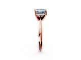 Rose gold Fancy Blue Princess  Cut Solitaire Ring with Four-Prong Setting on a Classic Band_30