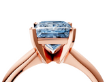 Rose gold Fancy Blue Princess  Cut Solitaire Ring with Four-Prong Setting on a Classic Band_32