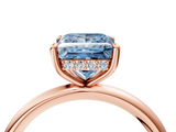Rose gold Fancy Blue Princess  Cut Solitaire Ring with Thin Band and Four-Prong Setting_20
