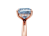 Rose gold Fancy Blue Princess  Cut Solitaire Ring with Thin Band and Four-Prong Setting_21