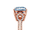 Rose gold Fancy Blue Princess Cut Solitaire Split Shank Pave Diamond Engagement Ring with Four-Prong Setting_11