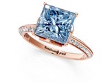 Rose gold Fancy Blue Princess Cut Solitaire Split Shank Pave Diamond Engagement Ring with Four-Prong Setting_37