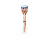 Rose gold Fancy Blue Princess Cut Solitaire Split Shank Pave Diamond Engagement Ring with Four-Prong Setting_38